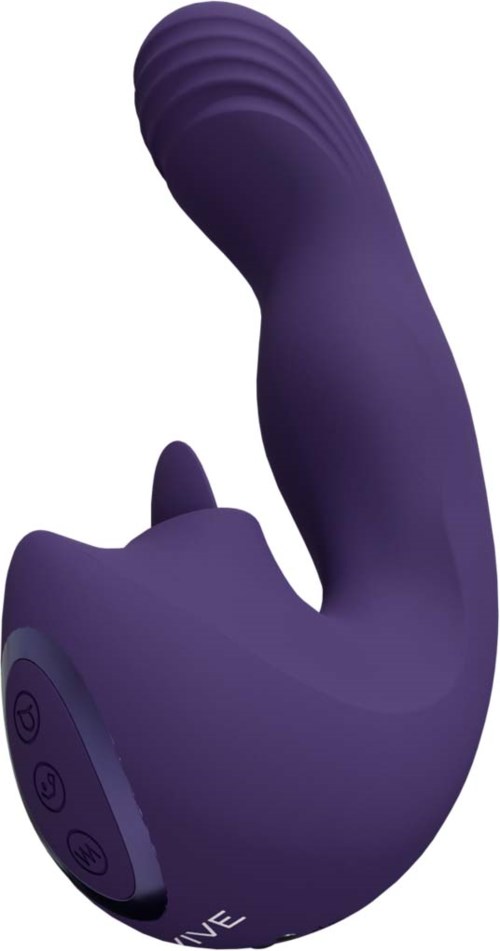 VIVE Yumi - Triple Motor G-Spot Finger Motion Vibrator and Flickering Tongue Stimulator - Purple