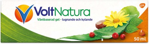 A box labeled VoltNatura with green and yellow plants, a yellow flower, and red berries. It is 50 mL.