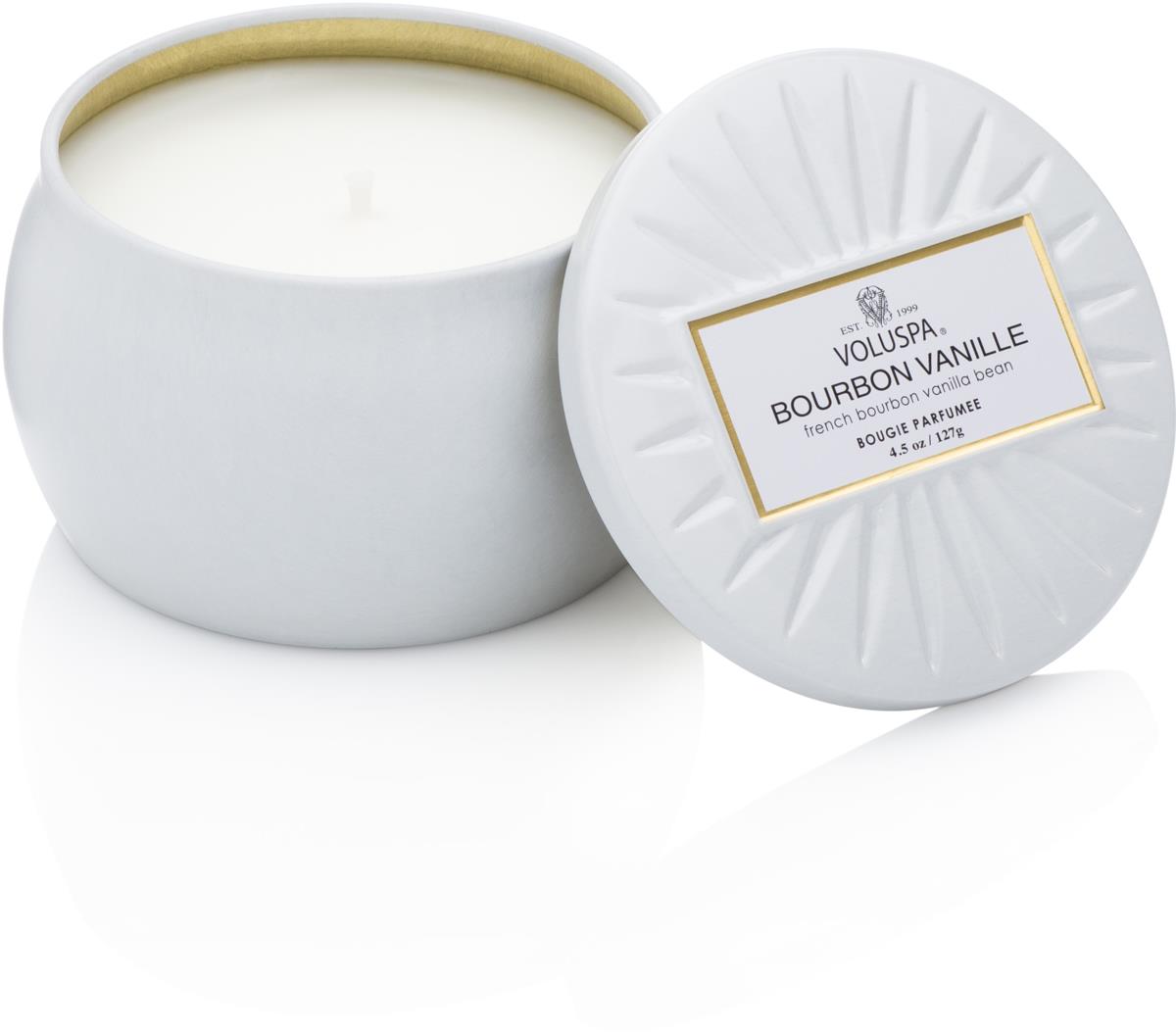 Voluspa Bourbon Vanille Decorative Tin Candle 25h 127 g