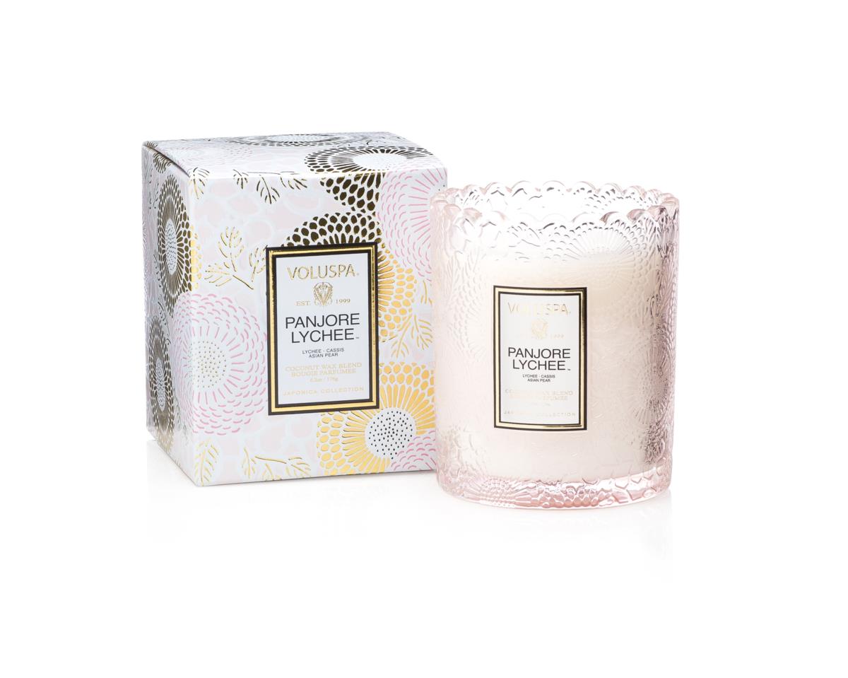 Voluspa Panjore Lychee Japonica Boxed Scalloped Candle