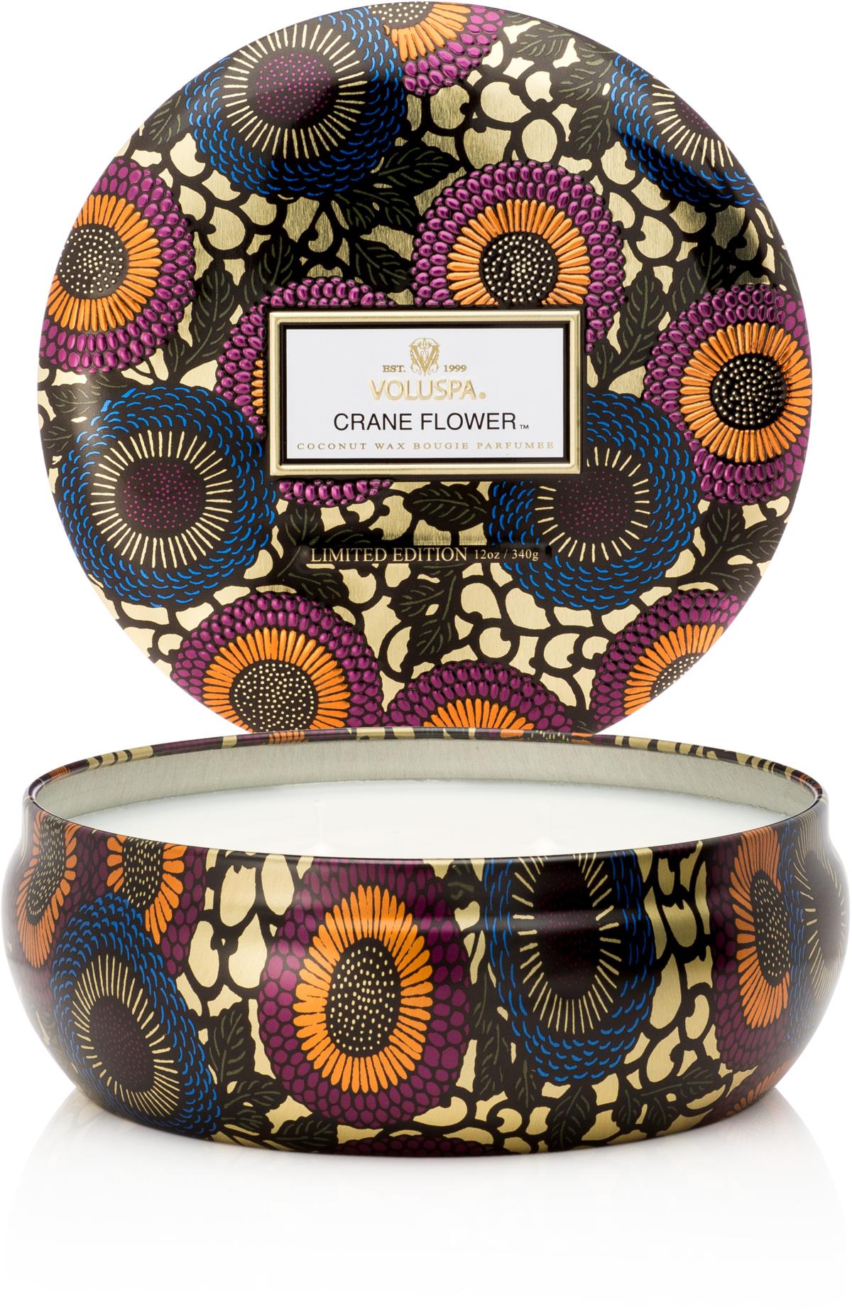 Voluspa Japonica Crane Flower 3-wick Candle Decorative Tin 340 g | lyko.com