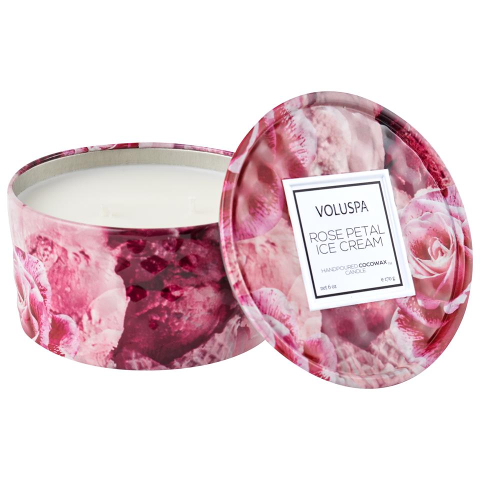 Voluspa Embossed Tin Rose Petal Ice Cream