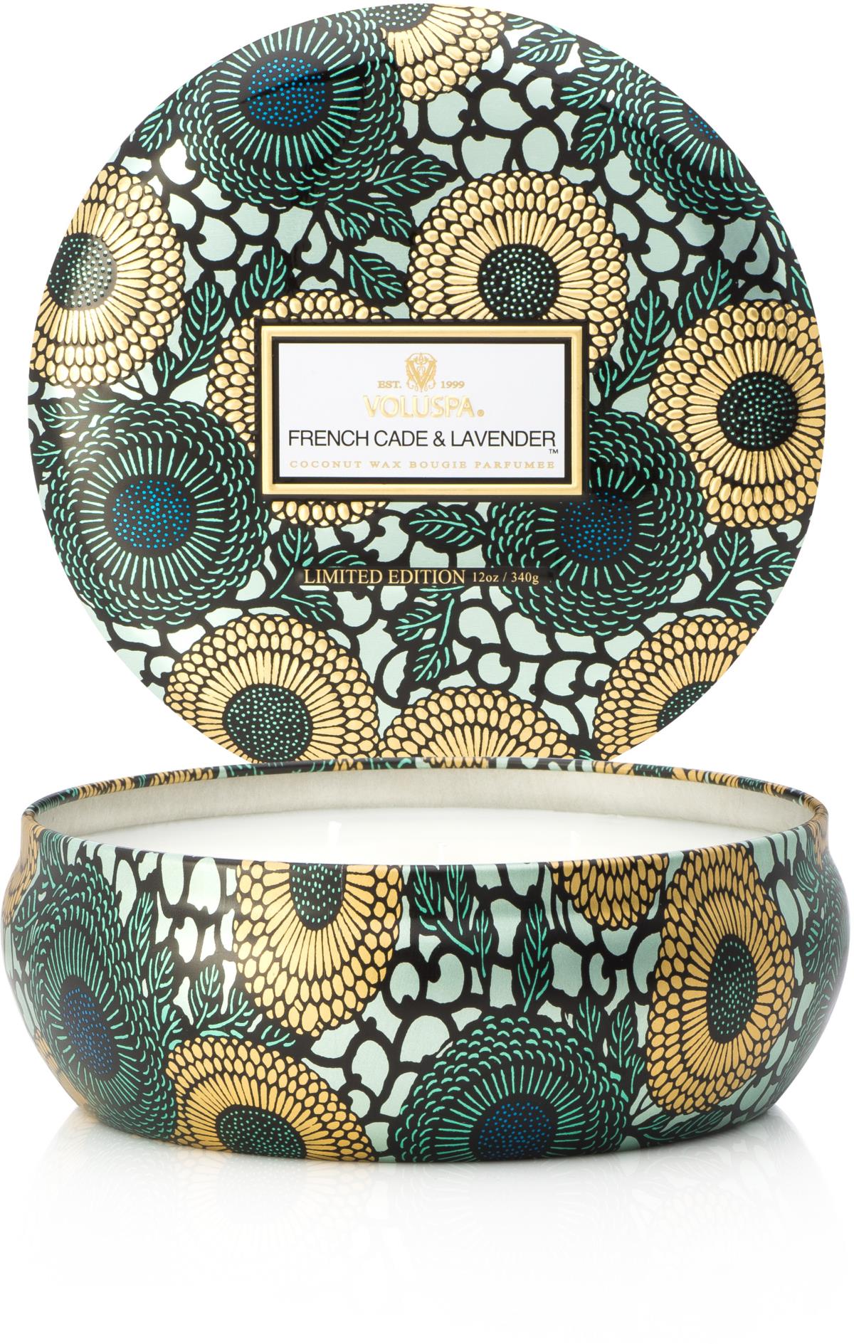 Voluspa French Cade & Lavender 3-Wick in Decorative Tin 40h 340 g