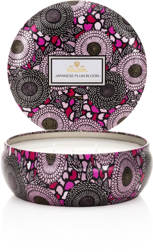 Voluspa Japonica Japanese Plum Bloom 3-wick Candle Decorative Tin 340 g ...