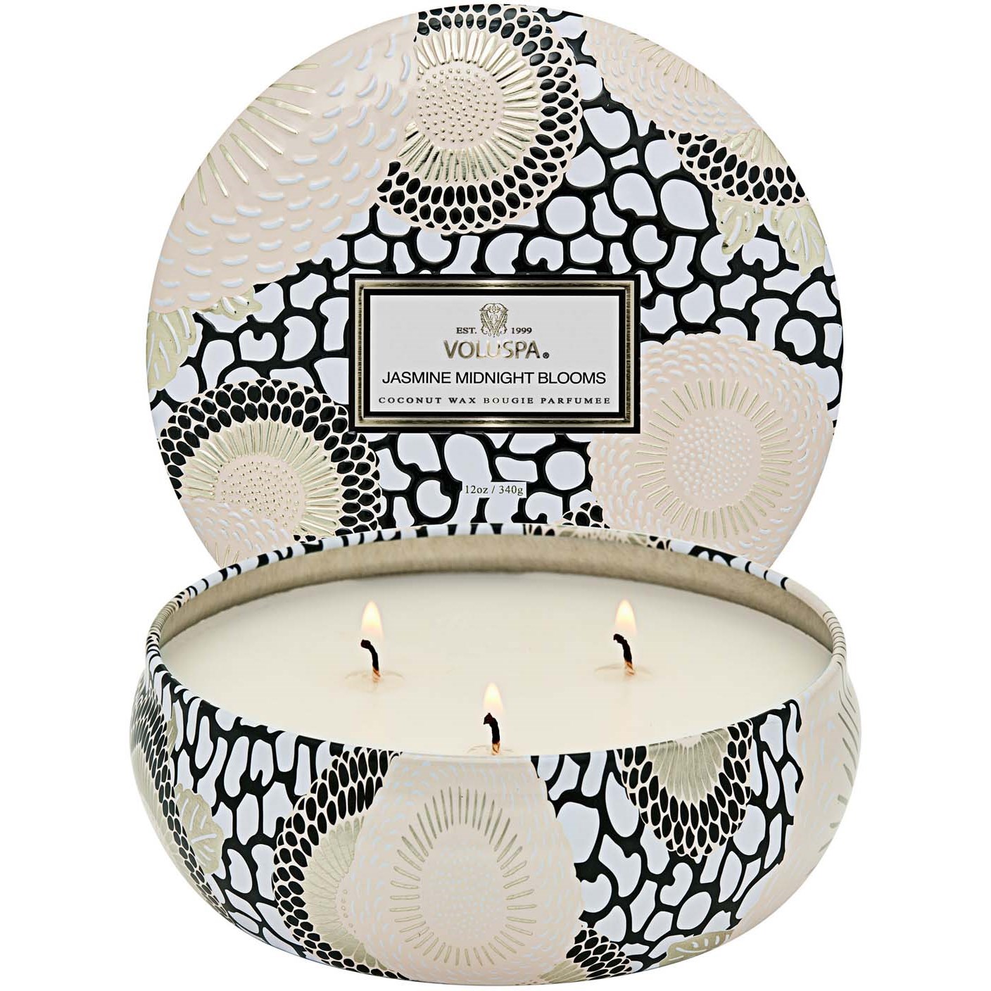 Läs mer om Voluspa Jasmine Midnight Blooms Japonica 3-Wick Tin Candle 40h 340 g