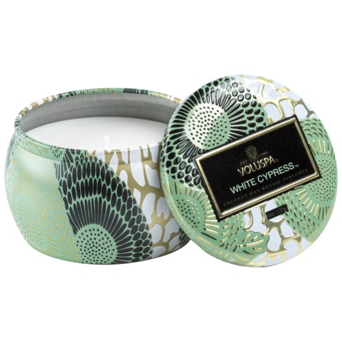 Voluspa White Cypress Japonica Decorative Tin Candle 25h | lyko.com