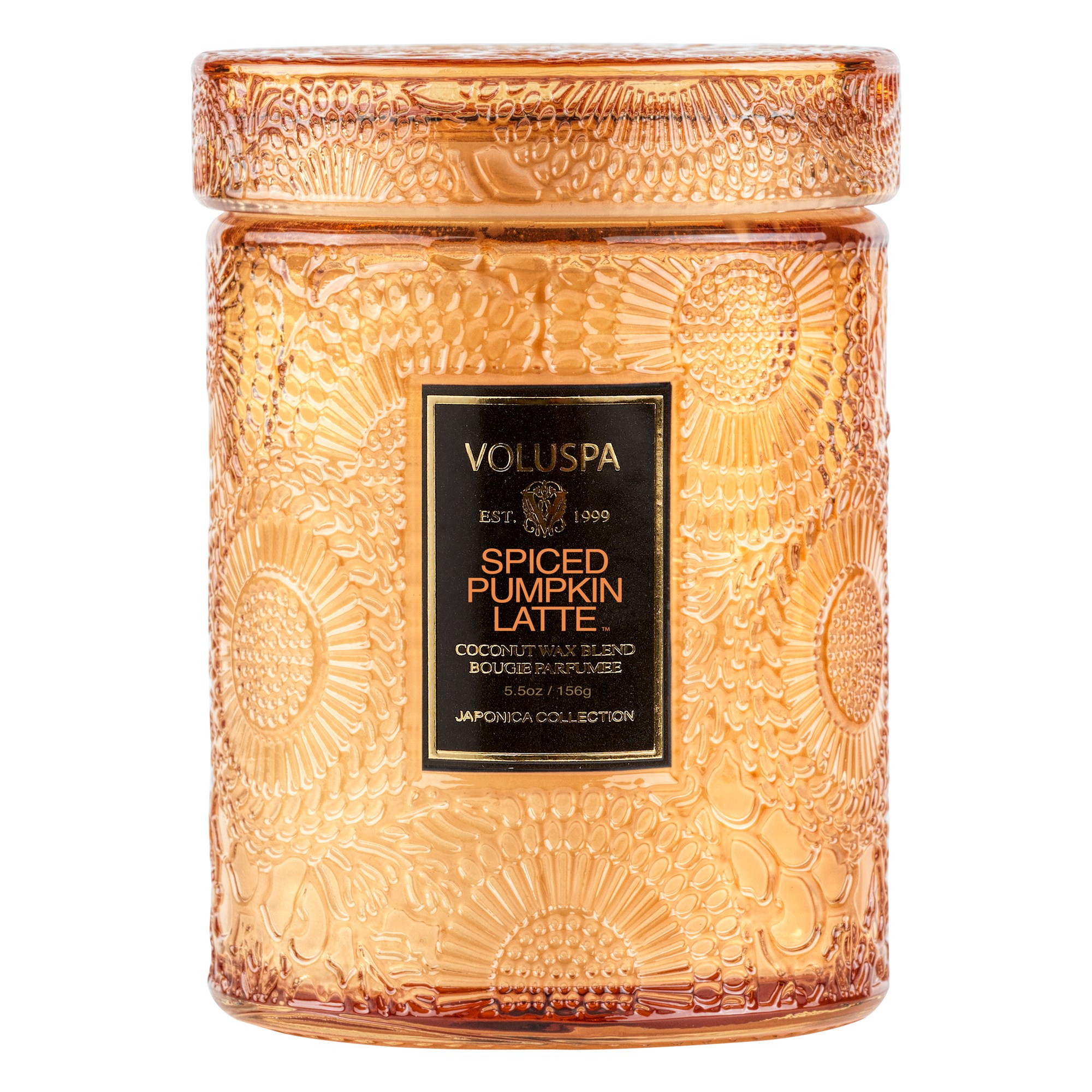 Voluspa Japonica Holiday Miniglass Jar with lid, Spiced Pumpkin Latte