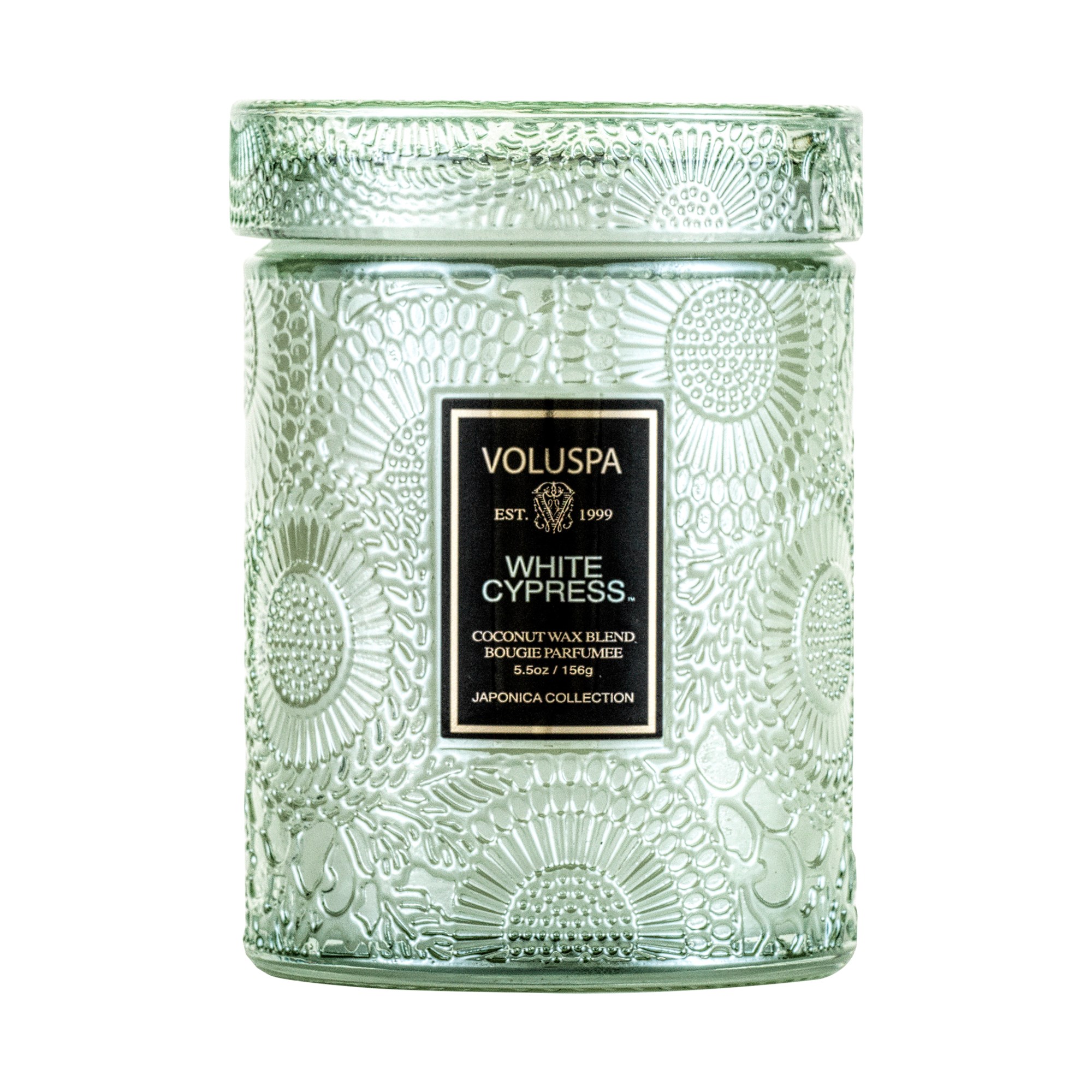 Läs mer om Voluspa Japonica Holiday Miniglass Jar with lid, White Cypress