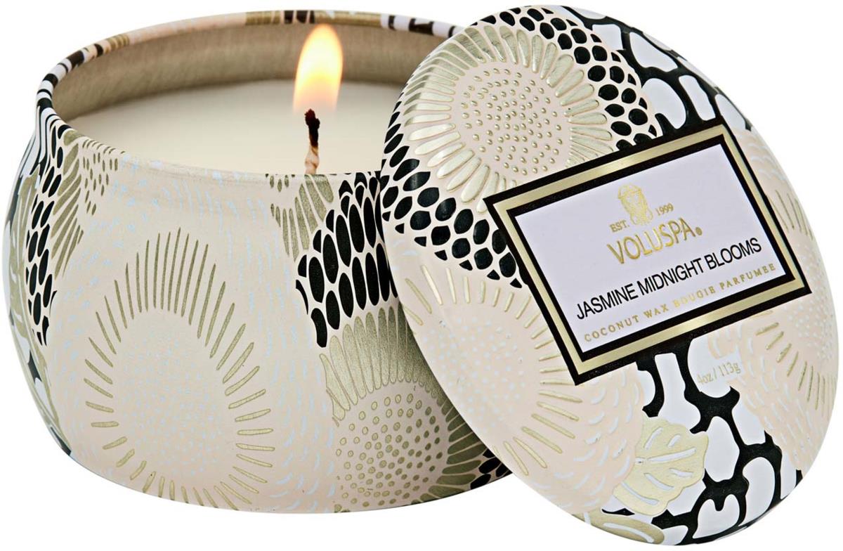 Voluspa Jasmine Midnight Blooms Japonica Mini Tin Candle 25h 113 g
