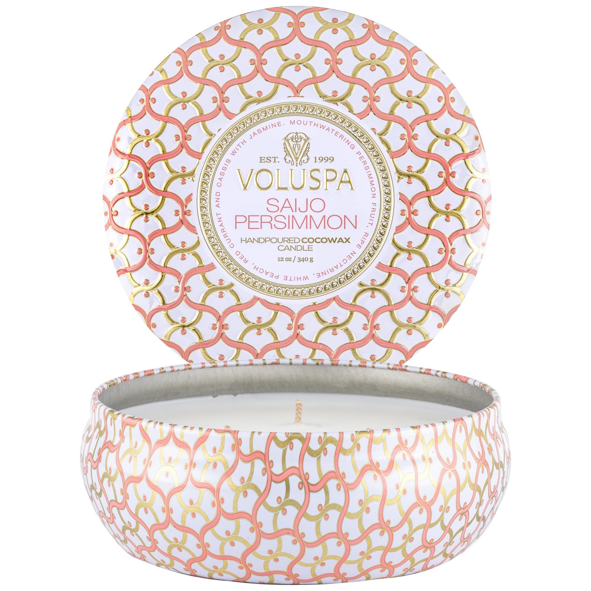 Voluspa Saijo Persimmon Maison Blanc 3-Wick in Decorative Tin 40h billede