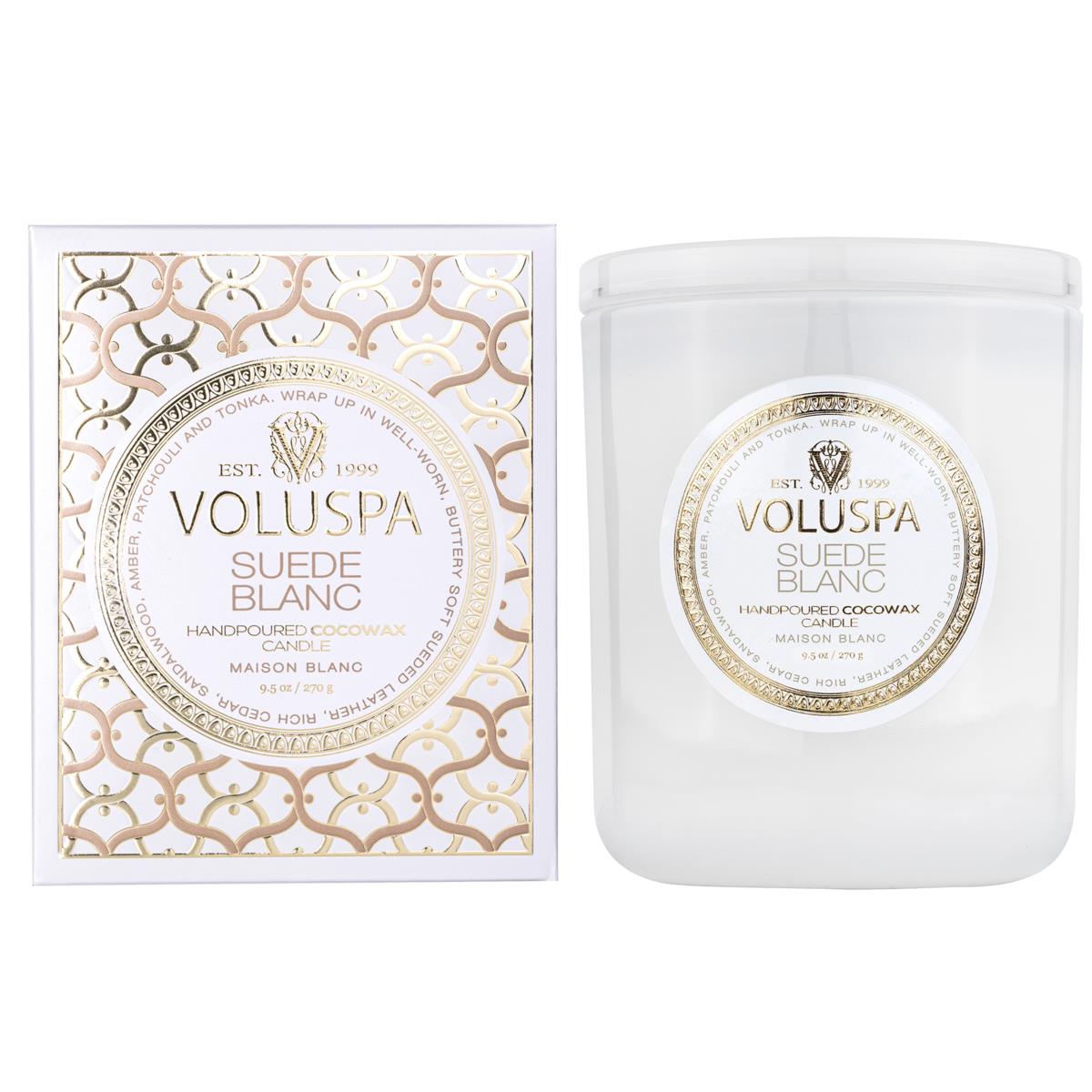 Voluspa Suede Blanc Maison Blanc Boxed Candle 60h