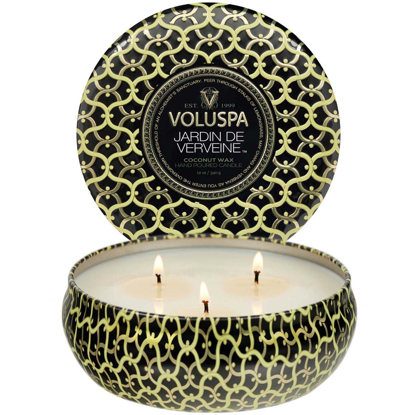 Voluspa Jardin De Verveine Maison Noir 3-Wick Tin Candle 40h 340 g