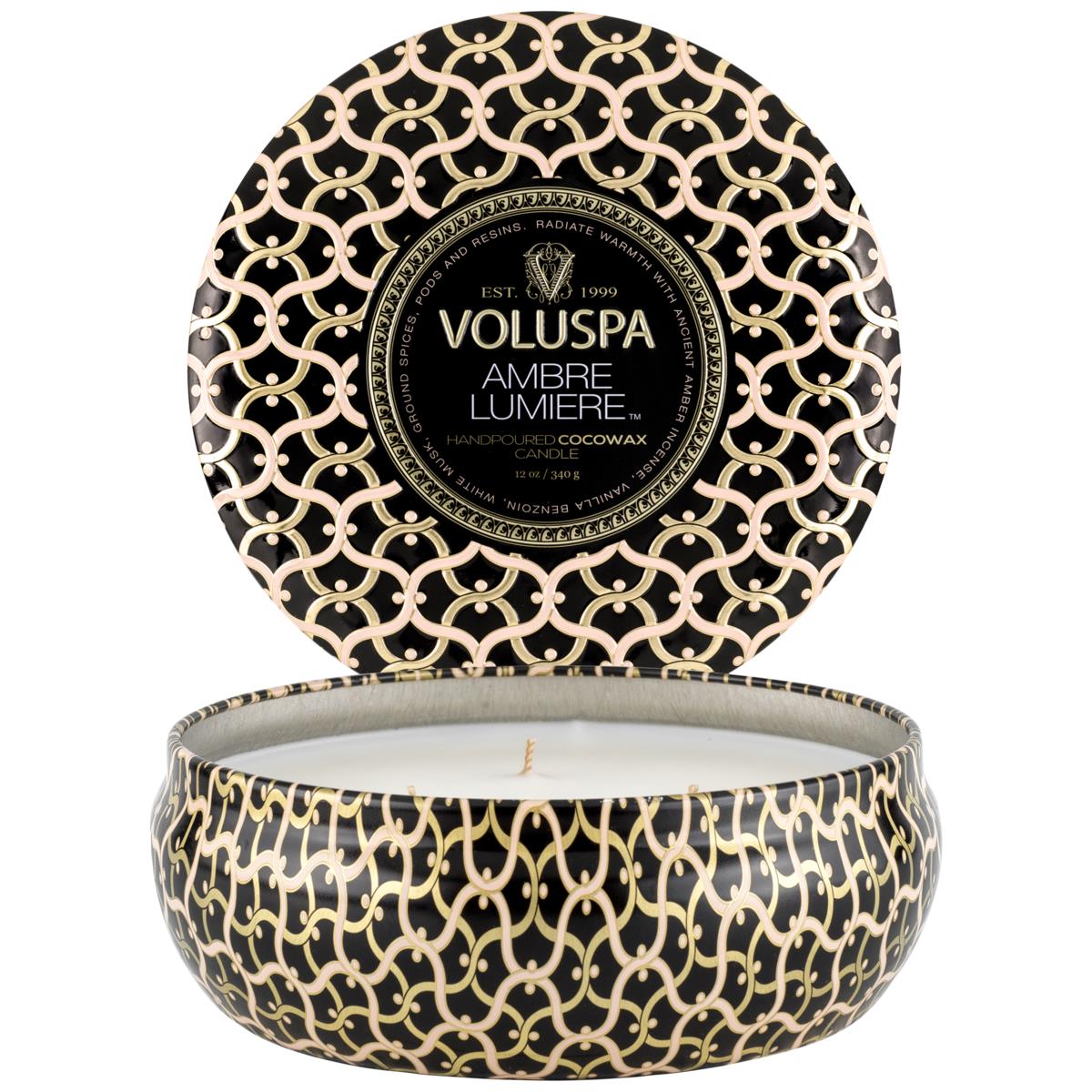Voluspa Ambre Lumiere 3Wick Tin Candle 40h