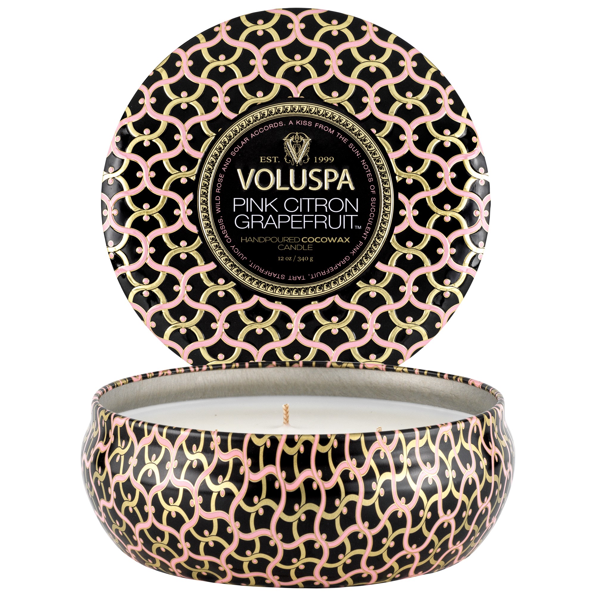 Voluspa Pink Citron Grapefruit 3-Wick Tin Candle 40h billede