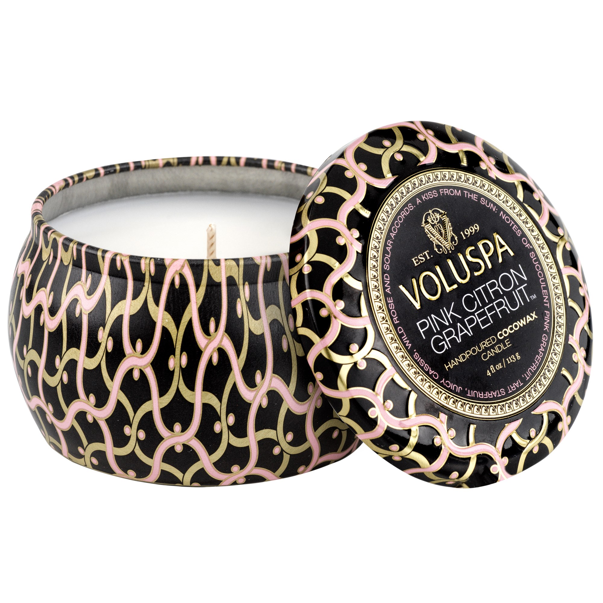 Voluspa Maison Noir Mini Tin duftlys timer Pink Citron Grapefruit