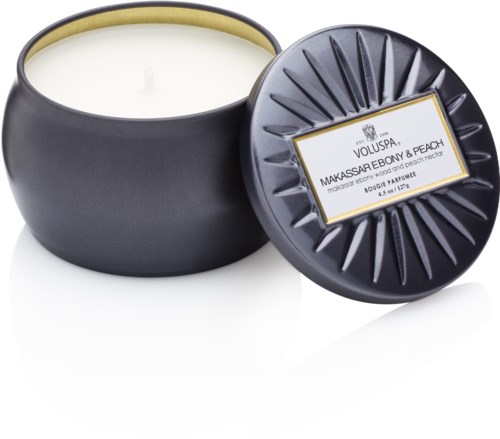 Voluspa Vermeil Makassar Ebony & Peach Decorative Tin Candle 127 g