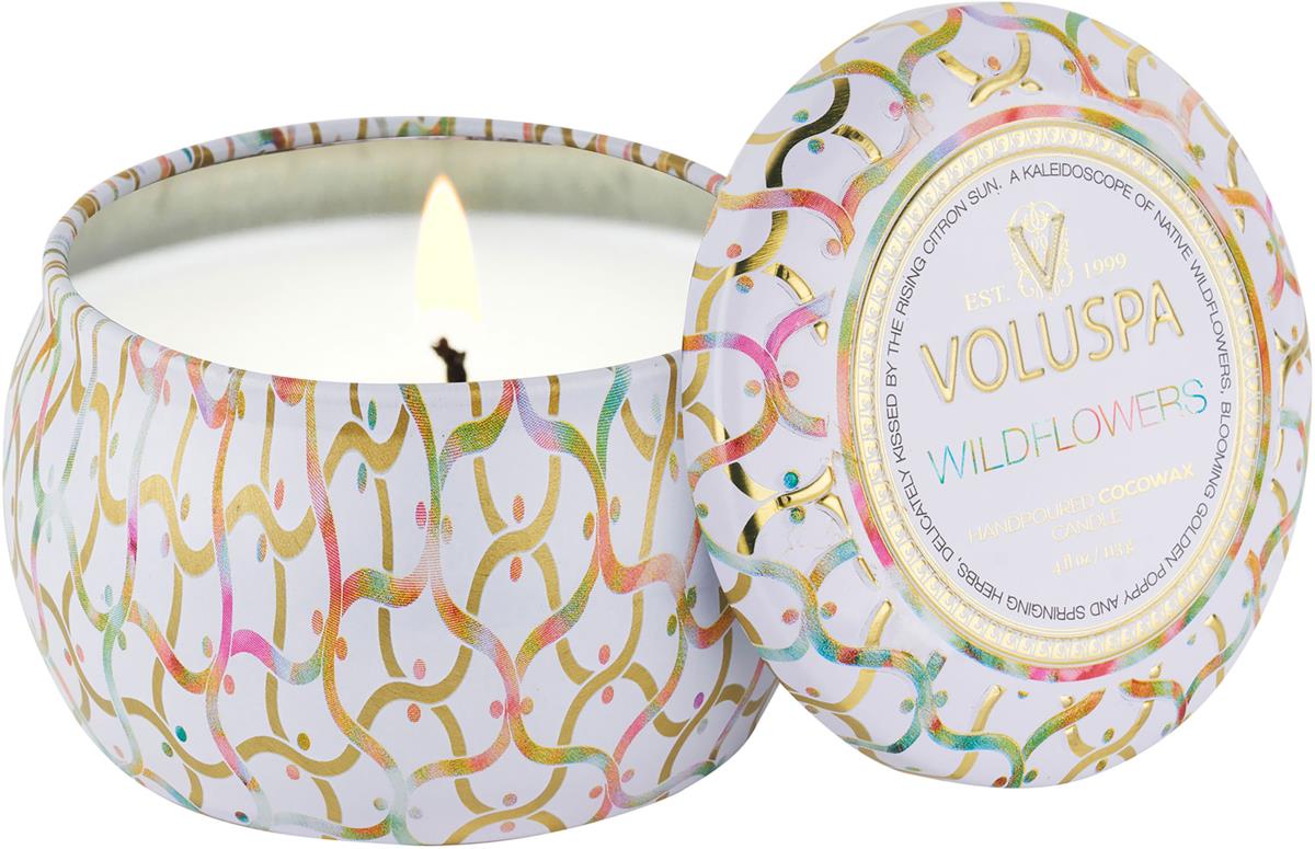 Voluspa Wildflowers Decorative Tin Candle 25h