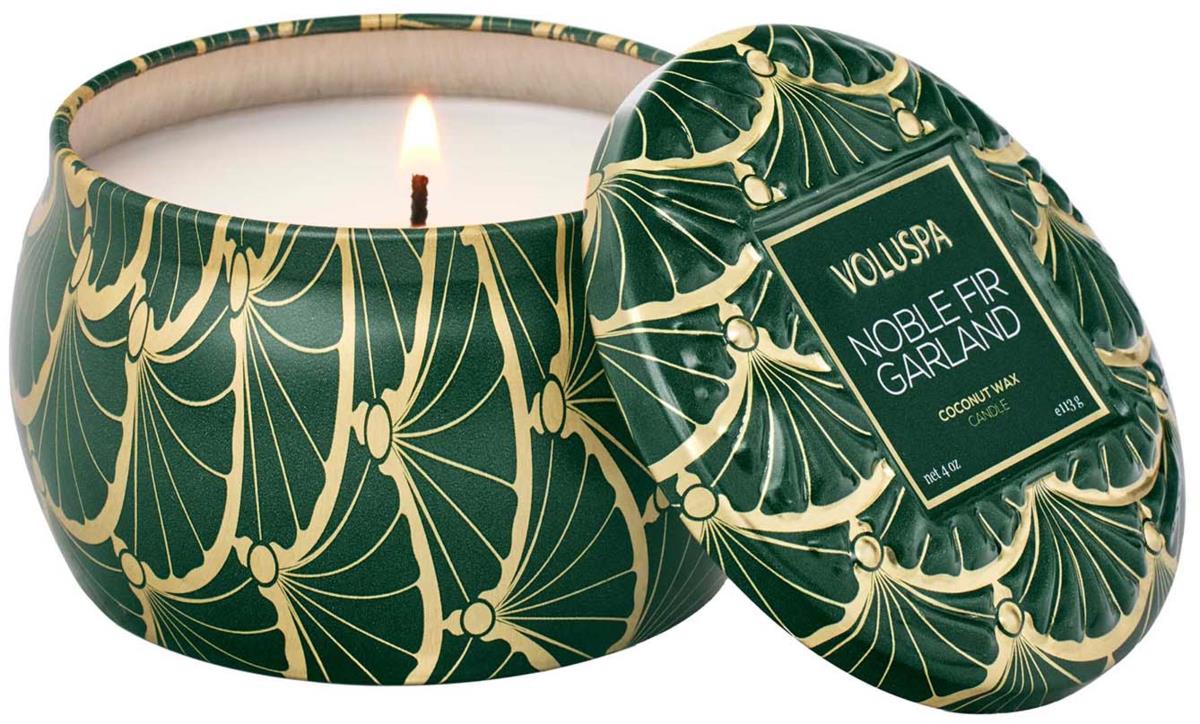 Voluspa Noble Fir Garland Holiday Collection Mini Tin Candle 113 g ...