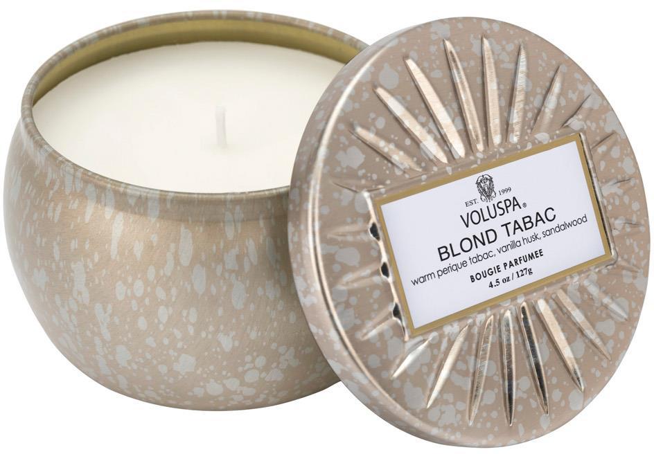 Voluspa Vermeil Decorative Tin Candle Blond Tabac 25h