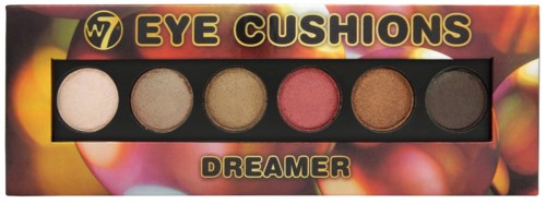 En makeup-palett med sex runt ögonskuggor i olika nyanser från ljus till mörk.