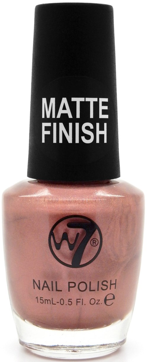 En flaska rosa nagellack med svart topp märkt "MATTE FINISH".