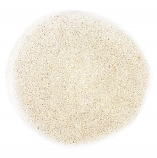 Een lichtbeige ronde object met een ruwe, korrelige textuur en een zachte, vage rand.