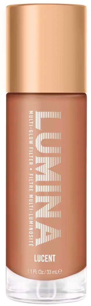 A bottle with a golden cap and a beige label that says "LUMINA" and other words.