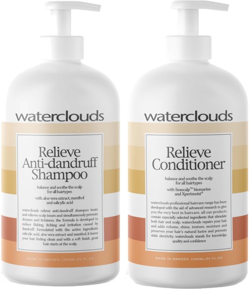 Waterclouds Relieve Anti-dandruff Shampoo 1000 ml & Conditioner 1000 ml
