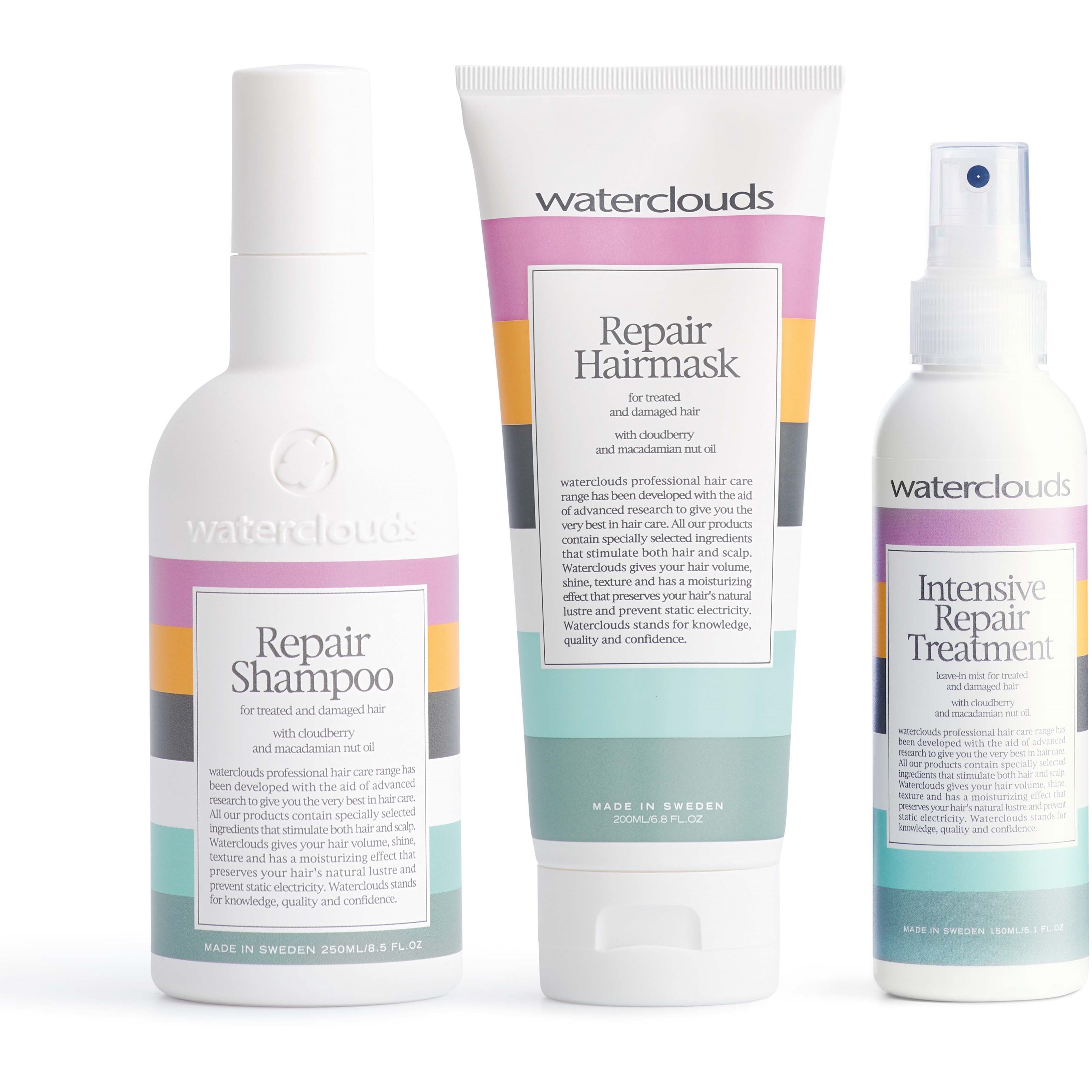 Waterclouds Repair Shampoo 250 ml & Hairmask 200 ml & Intensive R