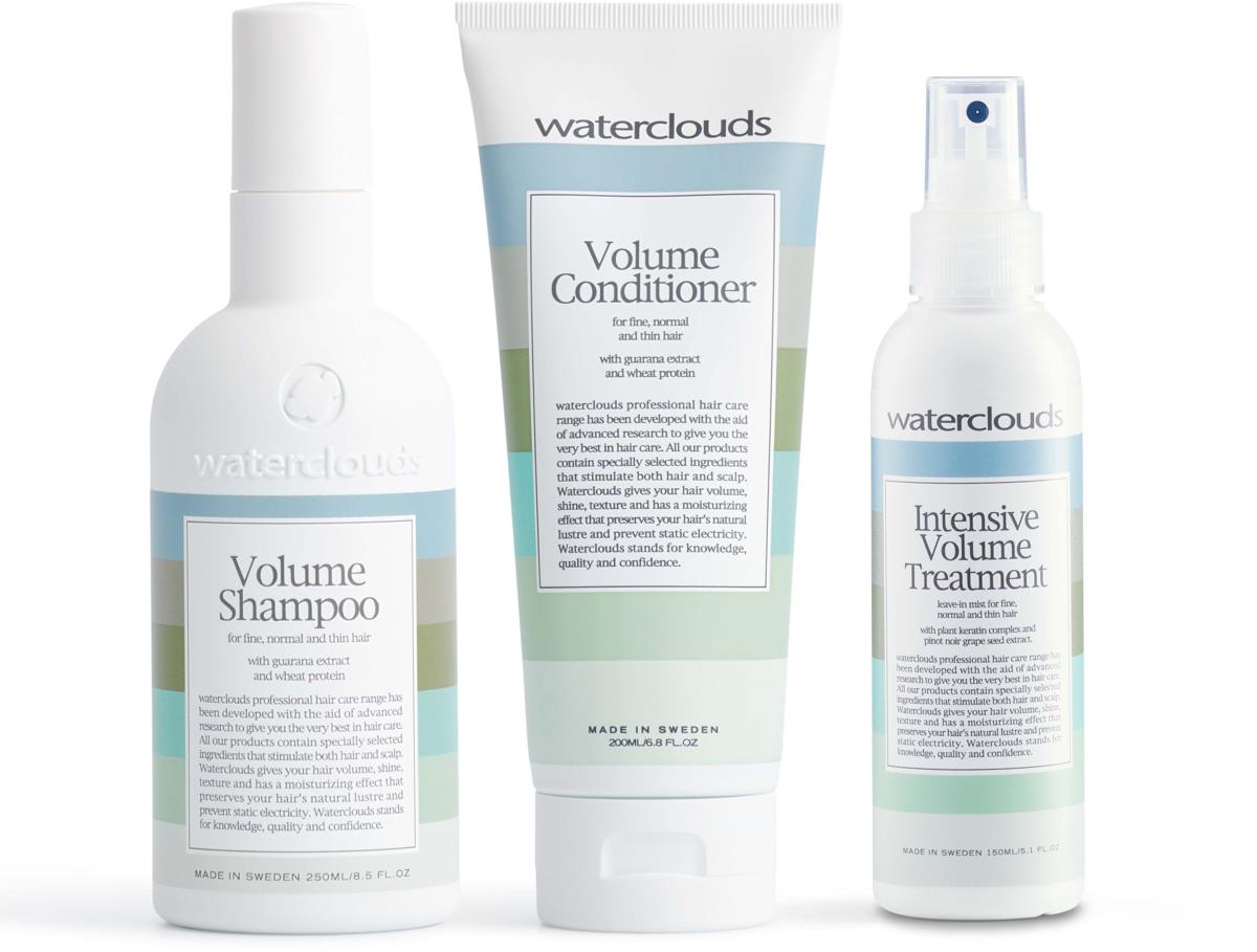 Waterclouds Volume Shampoo 250 ml & Conditioner 200 ml & Intensive Volume Treatment 150 ml