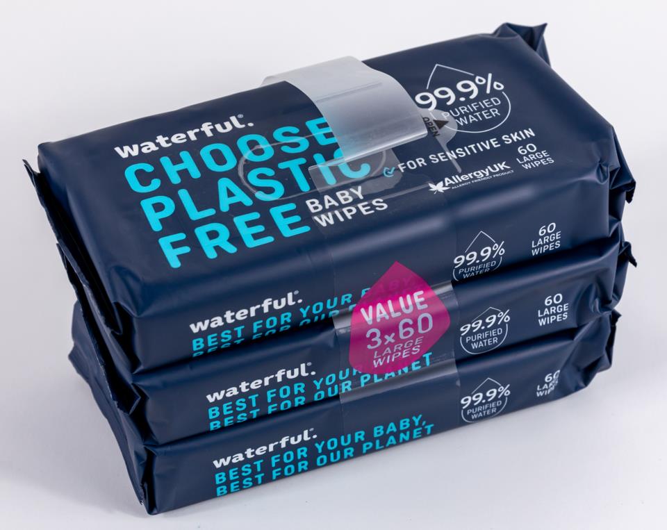 Waterful Plastic Free Wet Wipes 3x60st