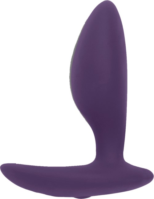 A purple silicone object with an upright, rounded tip and a wider base.