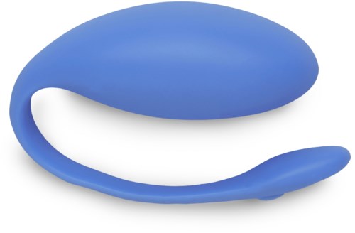 Ett blått, böjt föremål med rund ände och lång, tunn svans, formad som en abstrakt, modern design.