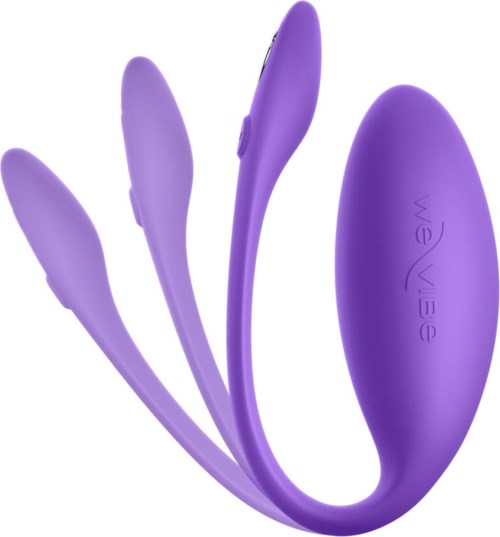 A purple wearable device with three slender, curved extensions and a larger rounded part, possibly for attachment or control.
