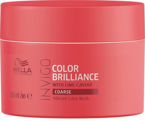 En rød beholder med Wella Color Brilliance hårmaske for grovt hår med kaviar, 150 ml.