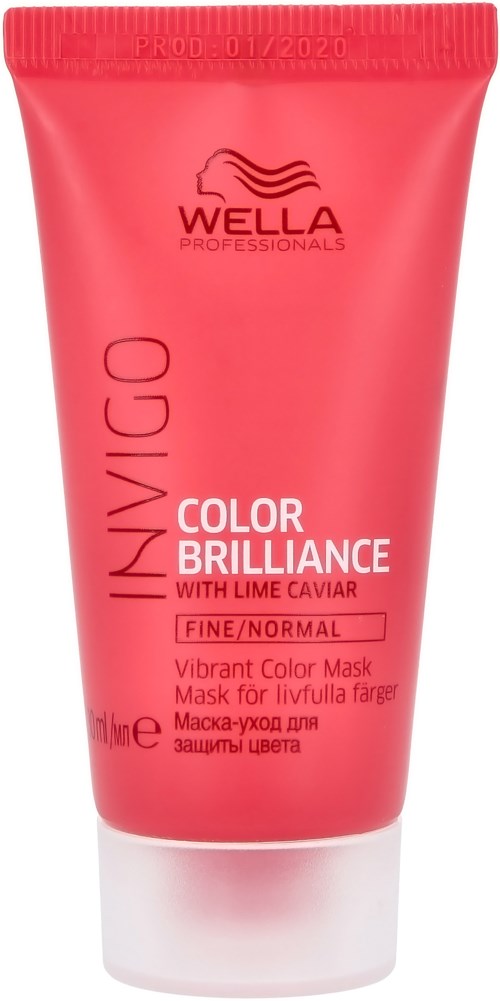 Bright rosa tub med Wella Invigo Color Brilliance mask med lime caviar för normalt hår.