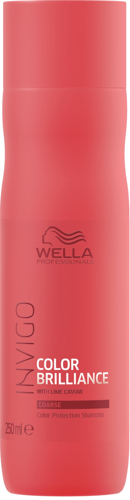 Rosa flaske fra Wella INVIGO Color Brilliance sjampo med logo og produktnavn.