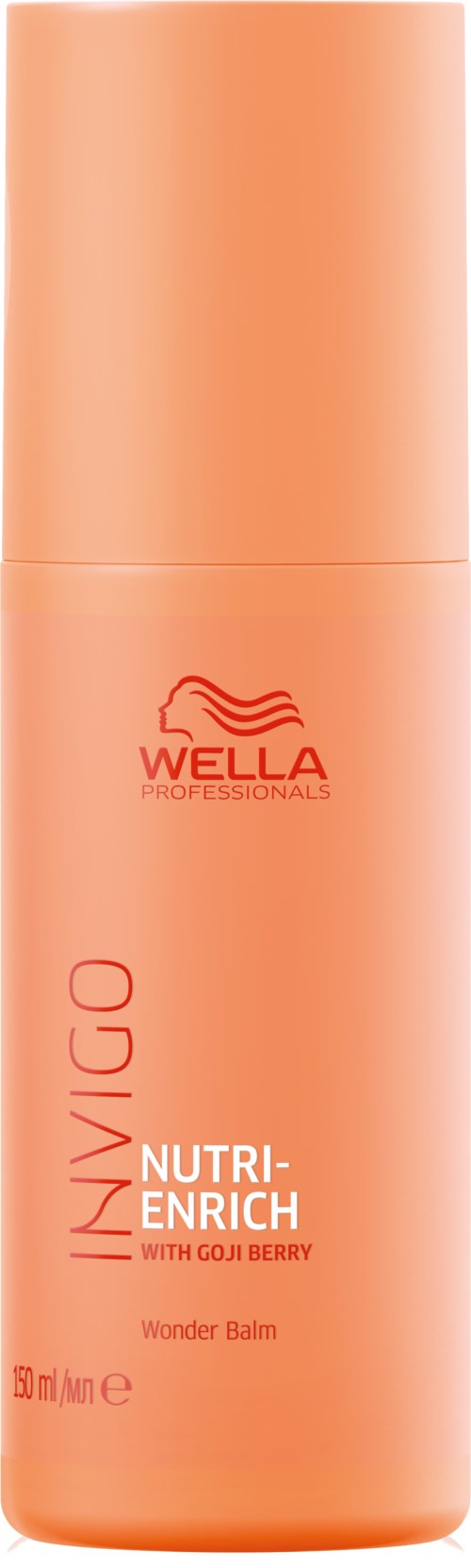 En Wella Professionals hårvårdsprodukt i en aprikosfärgad flaska med röd text, kallad InVigo Wonder Balm.
