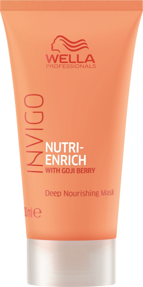 En persikfärgad tub med Wella Professionals Nutri-Enrich Deep Nourishing Mask med Goji Berry.
