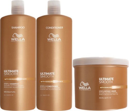 Wella Professionals Ultimate Smooth Shampoo 1000 ml & Conditioner 1000 ml & Mask 500 ml