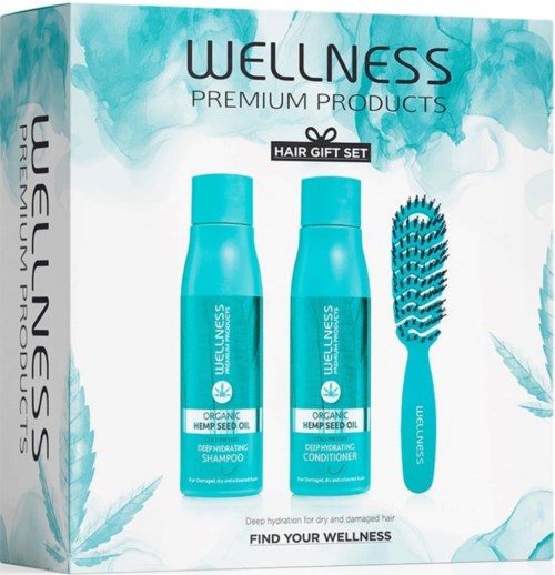 Wellness Premium Products Deep Hydrating Set (Shampoo 500 ml, Conditioner 500 ml, Vent Brush Small)