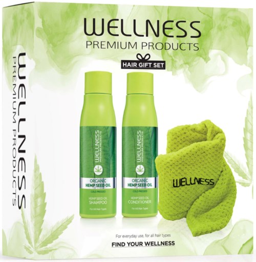 Wellness Premium Products Intensive Set (Shampoo 500 ml, Conditioner 500 ml, Hair Towel)