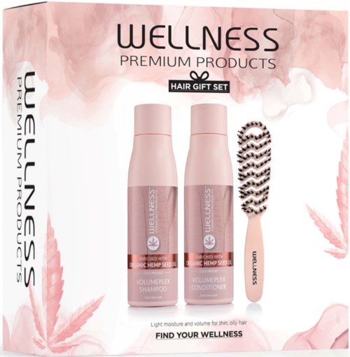 Wellness Premium Products VolumePLEX Set (Shampoo 500 ml, Conditioner 500 ml, Vent Small Brush)