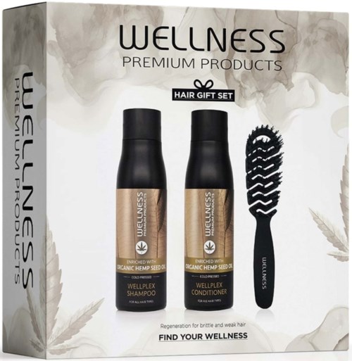 Wellness Premium Products Wellplex Set (Shampoo 500 ml, Conditioner 500 ml, Vent Brush Small)