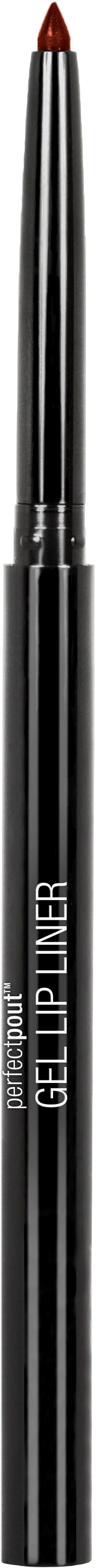 En svart penna med silver spets och en genomskinlig del som visar bläck. Den är märkt 'Precision Gel Liner' på sidan.