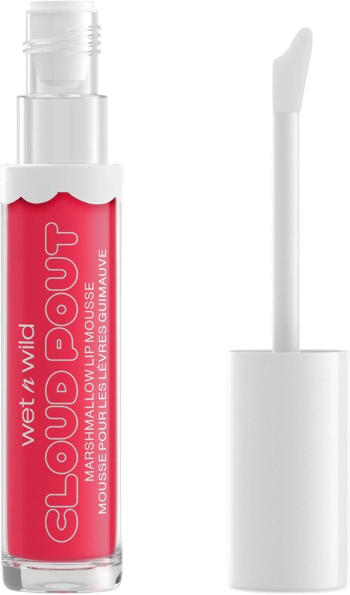 Glansig röd läppglans med vit kork och appliceringsborste, märkning Wet 'n' Wild Gloss Out.