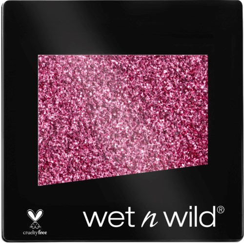 En svart palett med rosa glitter i midten og "wet n wild" skrevet under. Cruelty-free symbol tilgjengelig.