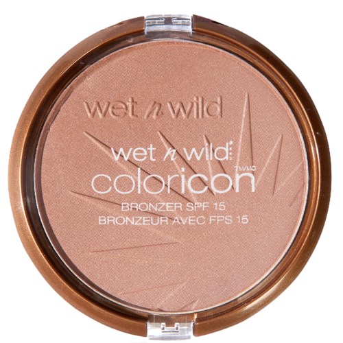 En kompaktbronzer med en rosa-brun nyans och varumärket Wet n Wild på ytan.