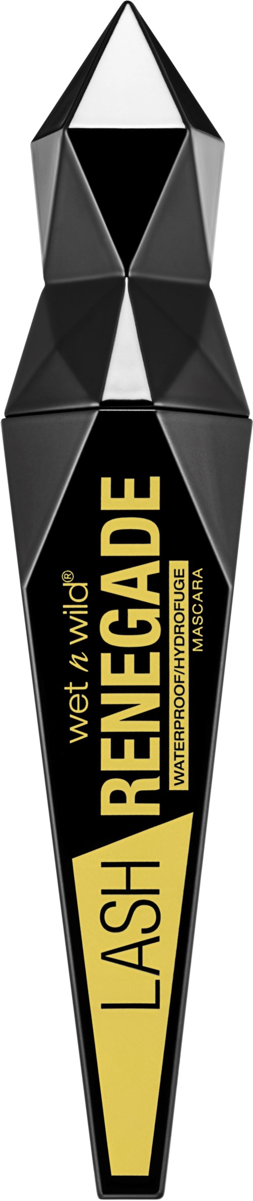 En svart och beige flytande ögonskuggspaket med fet stil som säger 'Wet n Wild RENEGADE Lash'.