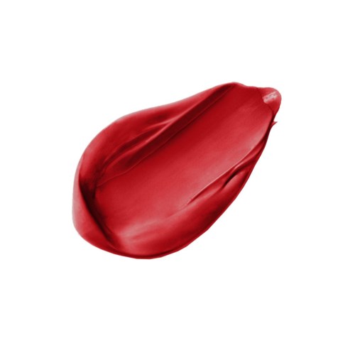 A red petal with a smooth texture and gentle curves, isolated on a white background.